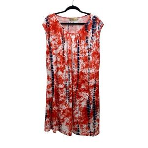 Jessica Taylor Red and Blue Tie-Dye Dress